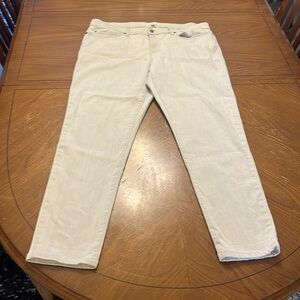 Eileen Fisher neutral light gray stretch organic cotton jeans size 16 29” inseam